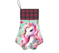 BOAIHH Stampa rosa squisita dell'unicorno di forma dell'artiglio delle calze di Natale per la decorazione di festa e l'esposizione del piccolo giocattolo