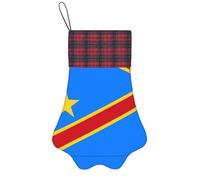 BOAIHH Stampa squisita della bandiera del Congo di forma dell'artiglio delle calze di Natale per la decorazione di festa e l'esposizione del piccolo giocattolo