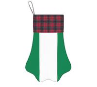 BOAIHH Stampa squisita della bandiera della Nigeria di forma dell'artiglio delle calze di Natale per la decorazione di festa e l'esposizione del piccolo giocattolo