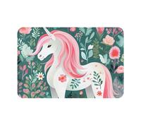 BOAIHH Tappetino antiscivolo con unicorno con capelli rosa, elegante decorazione per la casa, adatto per cucina, bagno e lavanderia