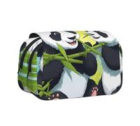 BOAIHH Two Happy Pandas - Astuccio per penne a conchiglia doppio, stampa a tutta larghezza, adatta per schizzi, viaggi e scuola