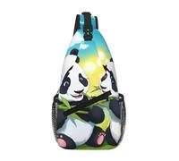 BOAIHH Two Happy Pandas - Borsa da petto di grande capacità, comoda e decompressiva, adatta per viaggi, lavoro e attività all'aperto