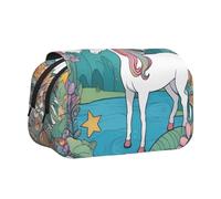 BOAIHH Unicorns by The River - Astuccio per penne a doppia conchiglia, stampa su tutta la larghezza, adatta per schizzi, viaggi e scuola