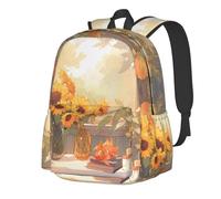BOAIHH VersatileSunflowers sotto il davanzale della finestra Zaino per studenti elegante e durevole adatto per scuola, ciclismo, escursionismo e attività all'aperto