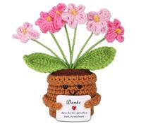 BOAITE Regali di ringraziamento positivi mughetti portafortuna, mughetto a maglia per amici colleghi e familiari, patate positive di ricambio tedesco (Dimenticardime-Me-not rosa)