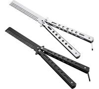 Boao, 2 pettini a farfalla, in acciaio inox, pieghevoli, per la pratica di allenamento, per lo styling dei capelli, per lo sport all'aperto