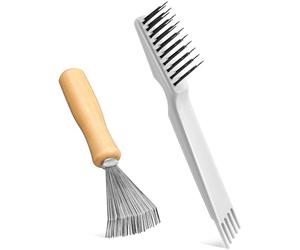 Boao 2 spazzole per capelli, strumento di pulizia, pettine per la pulizia, mini pettine, strumento per rimuovere la polvere, uso domestico e salone (grigio, color legno)