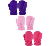 Boao 3 Paia Guanti in Pile Invernali Caldi Manopole da Sci Neve Antivento da Bambini Ragazzi (Rosa, Rosa Rossa, Viola, 3-5 anni)