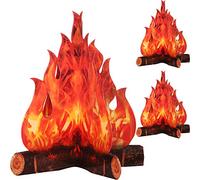 Boao 3D Torcia di Fiamma al Centro di Fuoco di Campo di Cartone Decorativo Fuoco Artificiale Carta Fiamma Falsa Festa Decorativa (Set di 3)