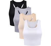 Boao 4 canottiere basiche da donna senza maniche top corto con schiena scoperta per donna, M