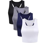 BOAO 4 Canottiere basiche da Donna Senza Maniche Top Corto con Schiena Scoperta per Donna, M