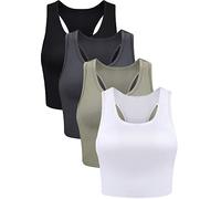 BOAO 4 Canottiere basiche da Donna Senza Maniche Top Corto con Schiena Scoperta per Donna, S