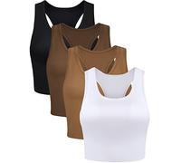 BOAO 4 Canottiere basiche da Donna Senza Maniche Top Corto con Schiena Scoperta per Donna, XX-Large