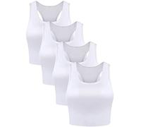 Boao 4 canottiere da donna, senza maniche, con schiena incrociata, bianco, S