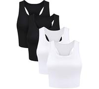 BOAO 4 Canottiere da Donna, Senza Maniche, con Schiena Incrociata, Nero, Bianco, M