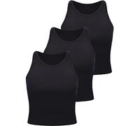 BOAO 4 Pezzi Crop Top da Donna, Top da Allenamento Base con Spalline Sottili Canottiere Senza Maniche Canotte Incrociate sulla Schiena per Sport Palestra, Nero, XX-Large