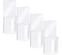 Boao 4 Pezzi Supporto per Telecomando da Parete Scatola Portaoggetti Trasparente in Acrilico Autoadesivo Portapenne Trasparente per Telecomando TV Telefono Pennello Chiavi Camera da Letto Ufficio