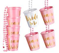 Boao 8 pezzi Team sposa e sposa in plastica perle da sposa e liquore collana in vetro rosa rosso/rosa e bianco con pellicola dorata per addio al nubilato, feste, collane (rosa)
