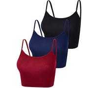 BOAO, Canottiera Corta Sportiva da Donna, Crop Top, con Spalline Sottili, Confezione da 3 Pezzi, M