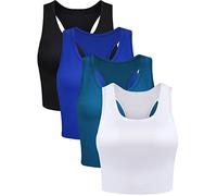 BOAO Canottiere Corte basiche da Donna, Senza Maniche, con Schiena Incrociata, Confezione da 4, M