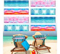 Boao, Fasce larghe ferma asciugamani per sedie a sdraio, 40 x 5 cm, elastiche, antivento, in stile hawaiano, estive, adatte per la piscina e come regalo, 8 pezzi (motivo sfumato)