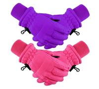 Boao Guanti invernali da sci per bambini, impermeabili, caldi, guanti da neve a dita piene, per bambini, viola, rosso rosa, 5 - 10 Years