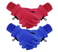 Boao Guanti invernali da sci per bambini, impermeabili, caldi, guanti da neve a dita piene, per bambini, rosso, blu reale, 5 - 10 Years