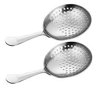 Boao Julep - Set di 2 colini da cocktail in acciaio inox, colore: argento | Multiuso per scolare zuppe e filtro da tè, strumento scolapasta da bar per uso commerciale, robusto, comodo da tenere