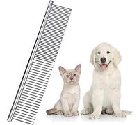 Boao Pettine per Animali Domestici in Acciaio Inossidabile - Toelettatura con Denti Arrotondati per Cani di Taglia Grande, Media e Piccola con Pelo Corto/Lungo (19 x 3 cm)