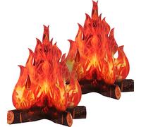 Boao Set di 2 fuochi finti in cartone 3D, decorazione da campeggio, centrotavola con fiamme artificiali, decorazione per feste di addio al nubilato, feste di Natale (30,5 x 25,4 cm, rosso arancione)