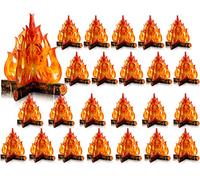 BOAO Set di 24 falò Artificiali in Cartone, centrotavola 3D per Festa del Ringraziamento, con Fiamme Artificiali, centrotavola per Feste di Natale (Oro Arancione)