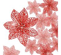 Boao Set di 24 poinsettie per albero di Natale, 1,9 cm, colore: Rosso