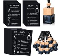 Boao Set di 50 flaconi profumatori per auto da appendere, con 2 diffusori da 9,9 cm, istruzioni per diffusore di oli essenziali vuoti per auto (quadrato nero, cartoncino nero)