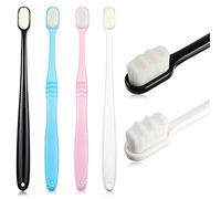 Boao Spazzolino da denti con setole morbide, 4 pezzi, spazzolino manuale ultra morbido, con 20.000 setole, per denti e gengive sensibili, per adulti e bambini (rosa, blu, nero, bianco)