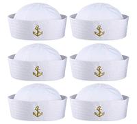 Boao White Sailor Hats Captain Hat Yacht Sailor Ship Caps Nautical Hats Decor for Women Men Summer Costume Party