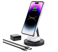 Boaraino Caricabatterie Magnetico Wireless 2 in 1, Stazione di Ricarica Compatibile con iPhoneiPhone 17/17 Pro/17 Pro Max /16/15/14/13/12, AirPods 2/3/4/Pro