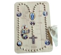 Board di rosario di legno, tavola di preghiera educativa cognitiva, con 22 carte misteri e 54 rosario e 1 per i bambini per migliorare la concentrazione mentre imparano legno di di le