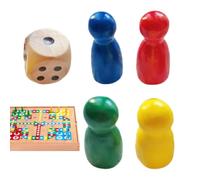 Board Game Pieces | 4 Chess Pieces Wooden Gaame Pawns,Small Multicolor Boaard Accessories Portable Checkers Components for Faamily