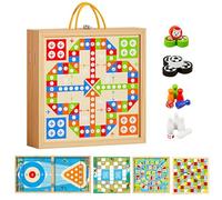 Board Games, 7-in-1 Wooden Educational Tabletop Battle Toy Set for Kids, Preschool Classroom Travel Activities, Learning Game for Adults Kindergarten Home Use 22x22x5cm
