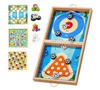 Board Games, Tabletop Bowling Toys, 7-In-1 Wooden Activity Set with 8.66x8.66x1.97 Inches, Preschool Classroom Learning Game for Teachers, Caregivers, Travel, Home School Use, Multicolor