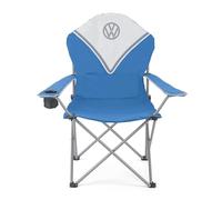 Board Masters VW Collection - Volkswagen Sedia da campeggio pieghevole Deluxe con borsa da trasporto nel design Campervan T1 Bus 105 cm (Fronte/Blu & Bianco)