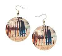 Boards On The Beach - Set di orecchini in pelle stampata per donne, 1 paio di orecchini leggeri bohémien, gioielli regalo per donne e ragazze