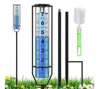 BoArt Pluviometro da 17,8 cm, in plastica Trasparente Ispessita, Resistente al Gelo, per Esterni, Grandi Numeri Trasparenti e Altezza Regolabile, Strumento di misurazione della Pioggia per Giardino,