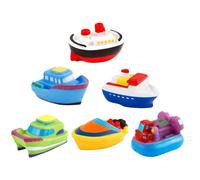 Boat Bath Toys, Kids Set of 6 Water Play Toys, Swimming Pool Fun, Bright Color Stimulation, Child-Safe Design, PVC Material, Bath Time Entertainment for Boys and Girls, 8.5x5x4.5cm