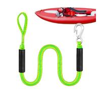 Boat Dock Lines & Rope - PE Latex 4FT (Stretch 5FT) | Bungee Dock Line Adjustable Mooring Rope, Ski Boat Docking Ropes With Stainless Steel Hook | For Marine Docks Boats Kayak Use