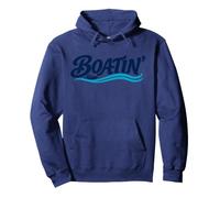 Boatin' Retro Script Boat Waves Lake Life Felpa con Cappuccio