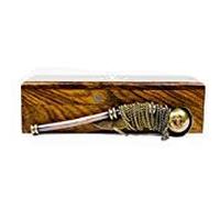Boatswain's Brass Crafted Bosun's Pipe Whistle With Chain & Handcrafted Rosewood Anchor Inlayed Case | Pirate's Decor Collection | Maritime Decor | Nagina International