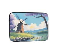 BOAXXL Beautiful River Windmill Borsa per computer portatile, leggera e compatta, adatta per viaggi e università, Nero , 10 inch