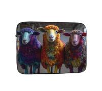 BOAXXL Borsa per computer portatile con pecore colorate, leggera e compatta, adatta per viaggi e università, Nero , 12 inch