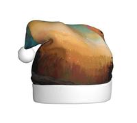 BOAXXL Cappello da Babbo Natale in peluche con stampa all-over Forest Aurora, morbido e delicato sulla pelle, taglia universale, copricapo per feste per adulti